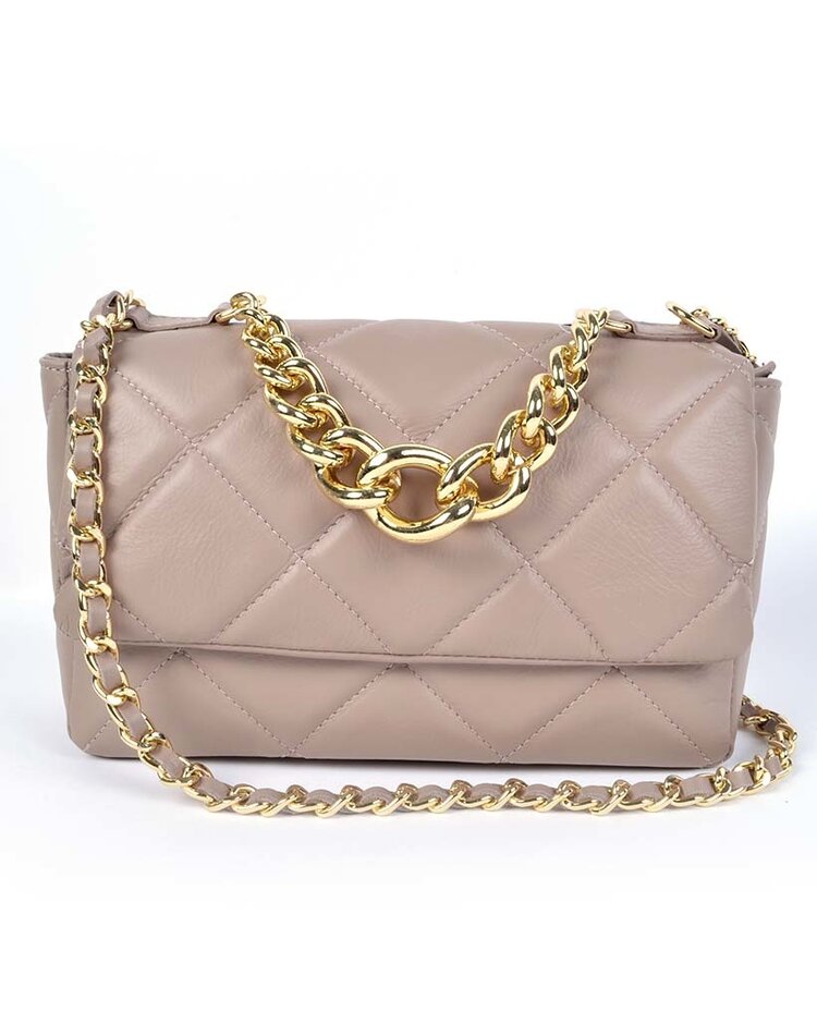 Leder-Schultertasche | Steppnaht