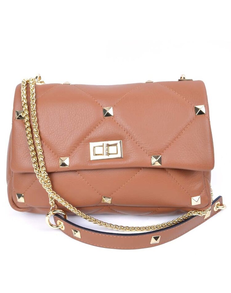 Leather shoulderbag | Stitching - studs