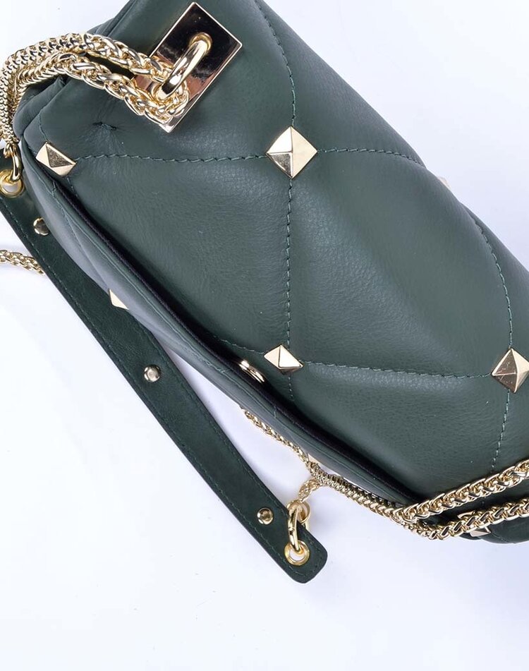 Leather shoulderbag | Stitching - studs