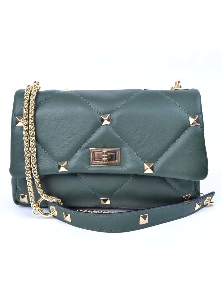 Leather shoulderbag | Stitching - studs