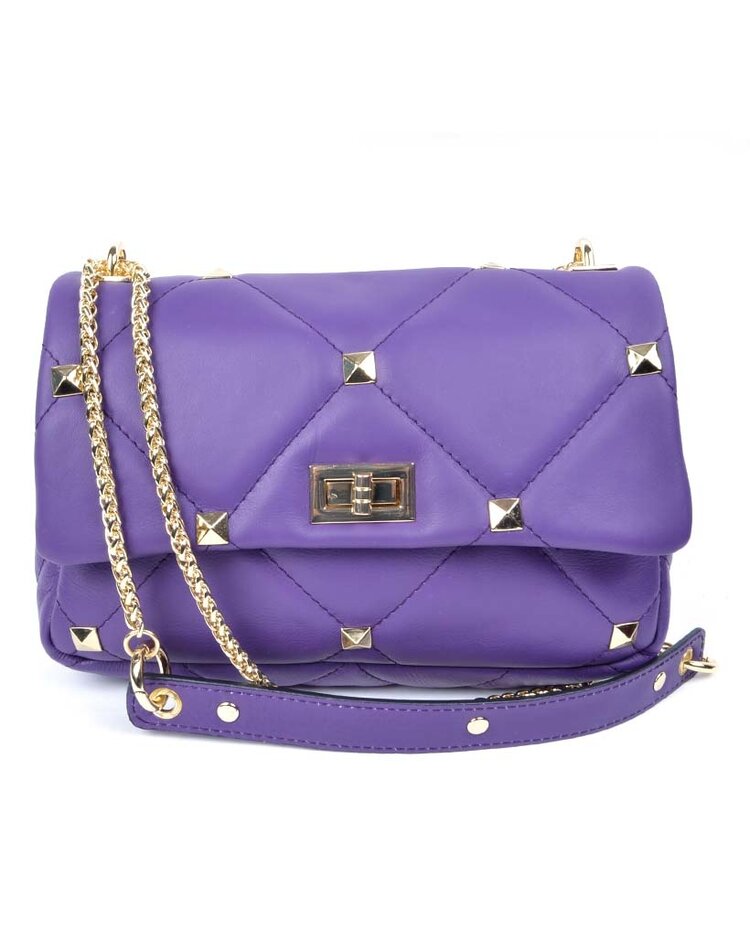 Leather shoulderbag | Stitching - studs