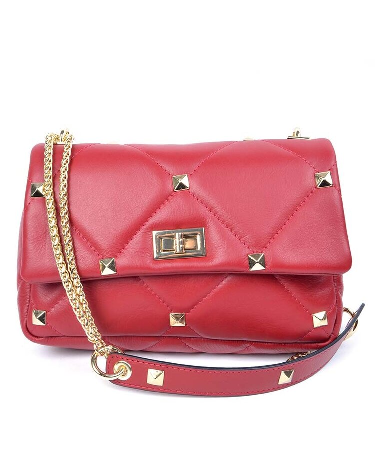 Leather shoulderbag | Stitching - studs