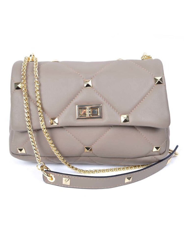 Leather shoulderbag | Stitching - studs