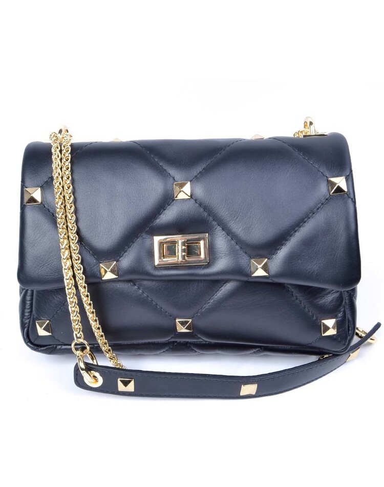 Leather shoulderbag | Stitching - studs