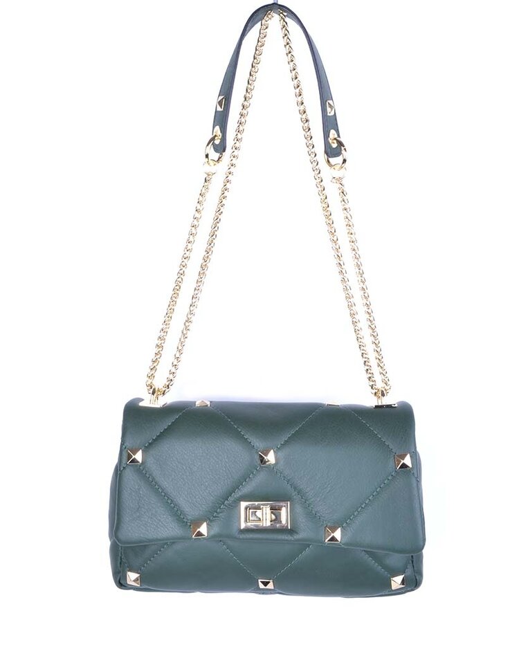 Leather shoulderbag | Stitching - studs