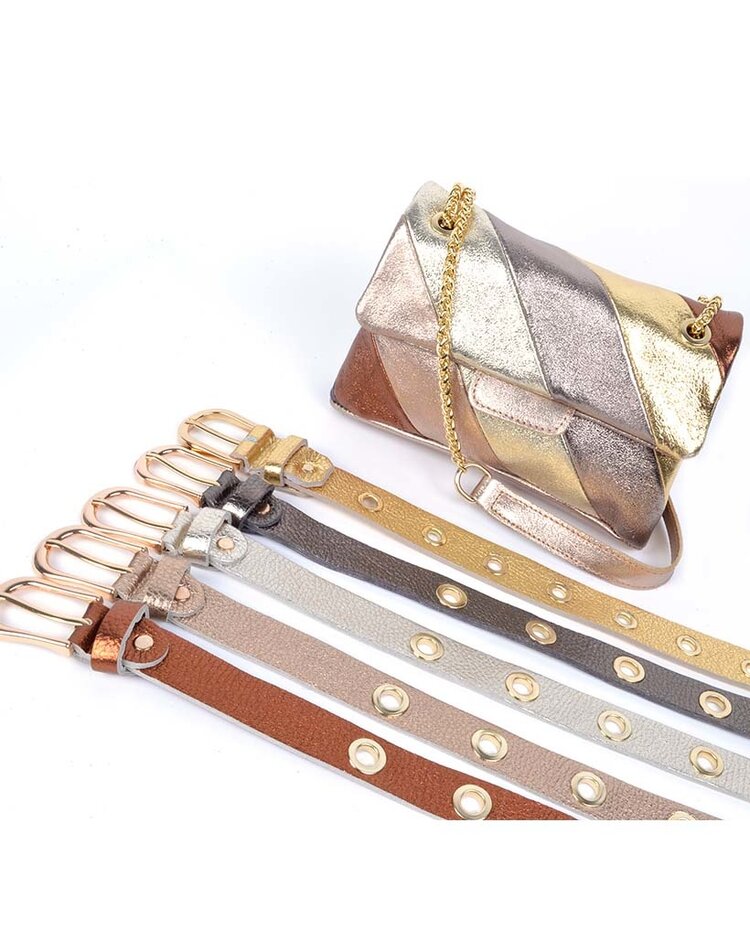 Belt - Metal holes leather metallic