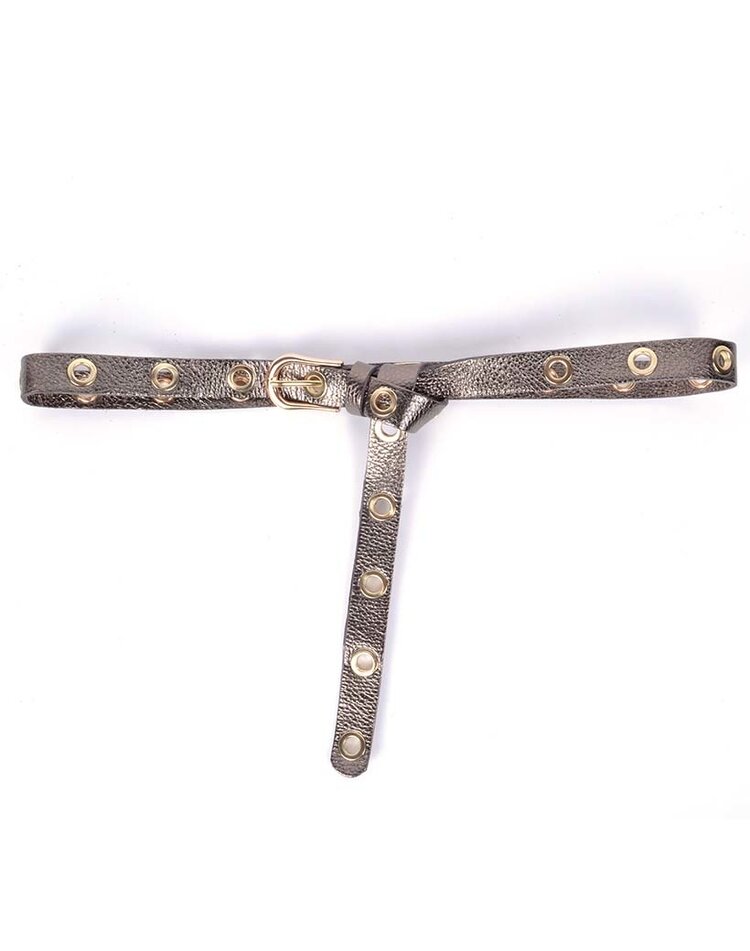 Gürtel - Metallösen Leder Metallic
