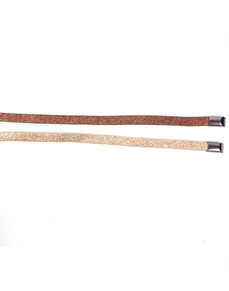 Lederen knoopriem | Smal|Metallic