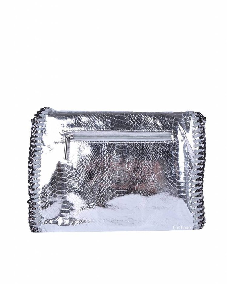 Artificial leather handbag | Chain | Metallic | Medium |80080