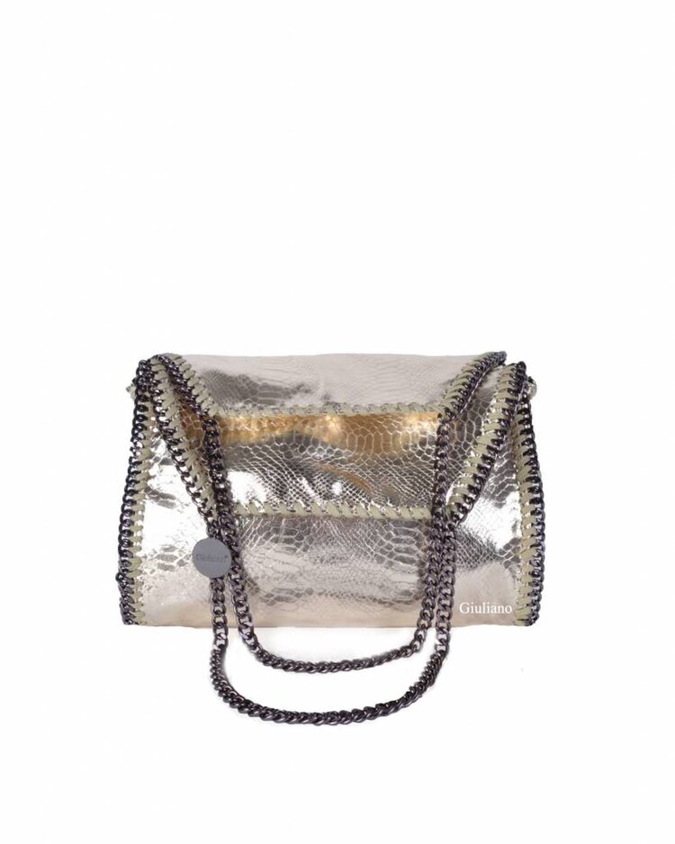 Kunstleder-Handtasche | Kette | Metallic | Groß