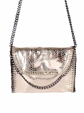 Kleine Kunstleder-Schultertasche | Kette | Metallic | 80050