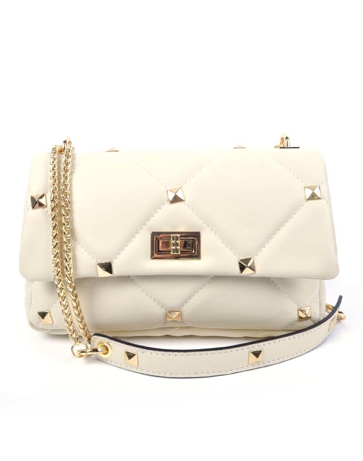 Leather shoulderbag | Stitching - studs