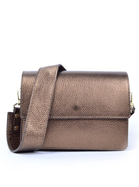 Leder-Schultertasche Metallic