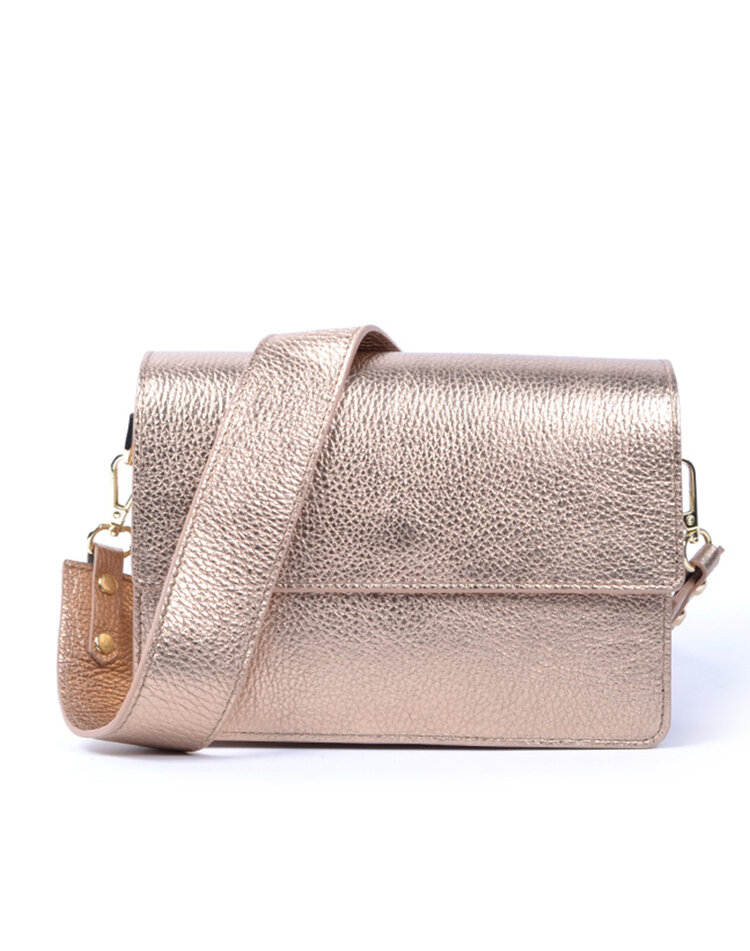 Leder-Schultertasche Metallic