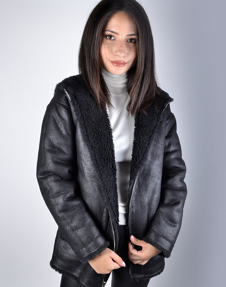 Teddy coat | 62125 2-side black