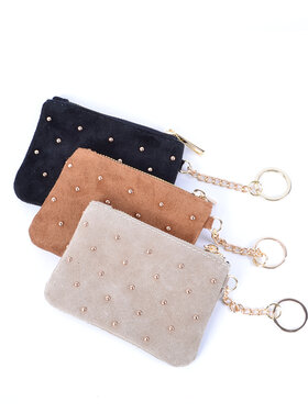 Leder-Etui - Geldbörse Nieten Wildleder