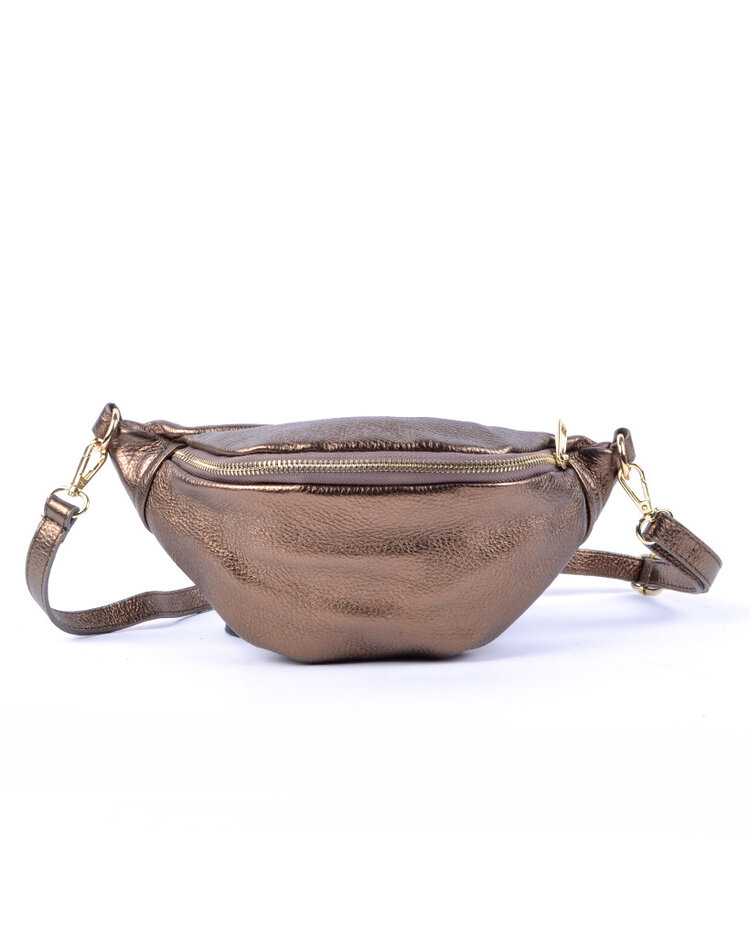 Leder-Schultertasche Metallic