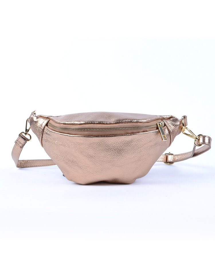 Leder-Schultertasche Metallic