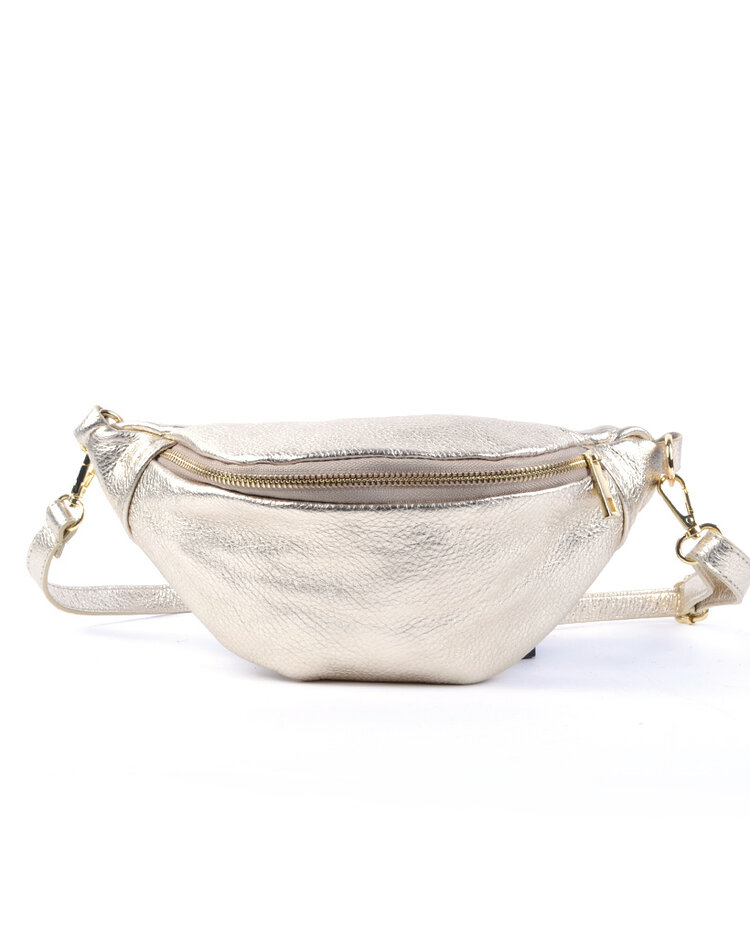 Leder-Schultertasche Metallic