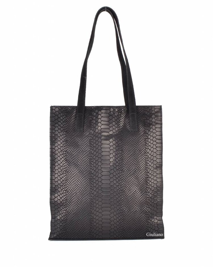Wildleder-Shopper mit Leder | Kroko | 552431