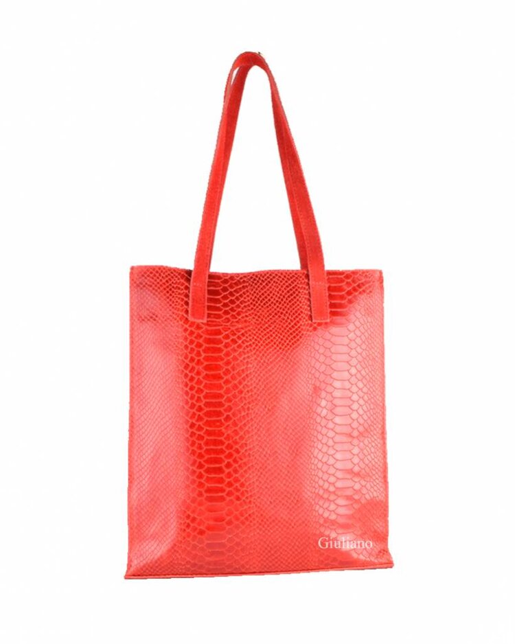 Suède met lederen shopper | Kroko | 552431