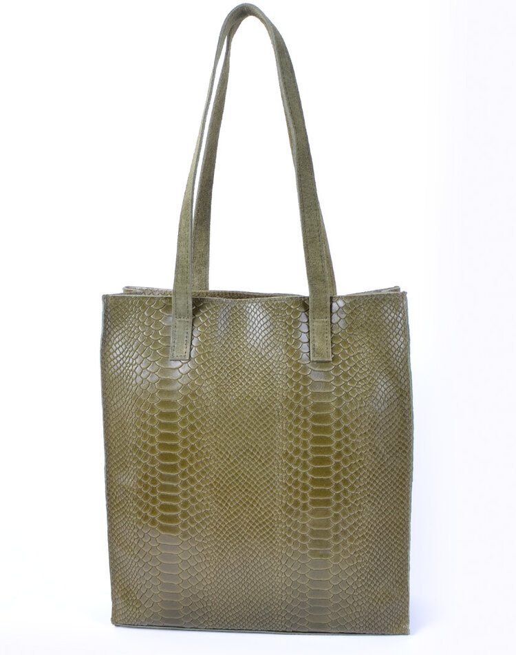 Wildleder-Shopper mit Leder | Kroko | 552431