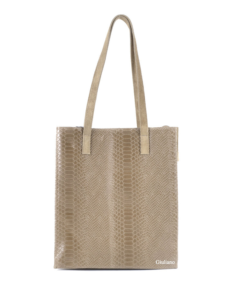 Wildleder-Shopper mit Leder | Kroko | 552431