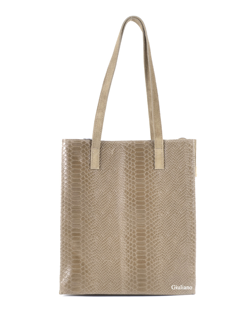 Suède met lederen shopper | Kroko | 552431, foto 2 van 6