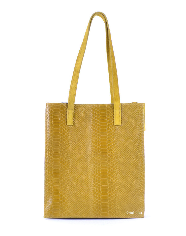 Wildleder-Shopper mit Leder | Kroko | 552431