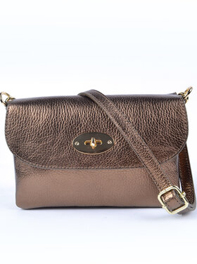 Leather shoulderbag/clutch metallic