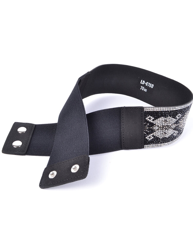 Elastic belt with strass stones