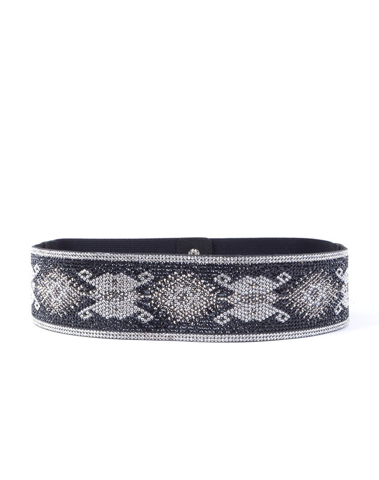 Elastic belt with strass stones