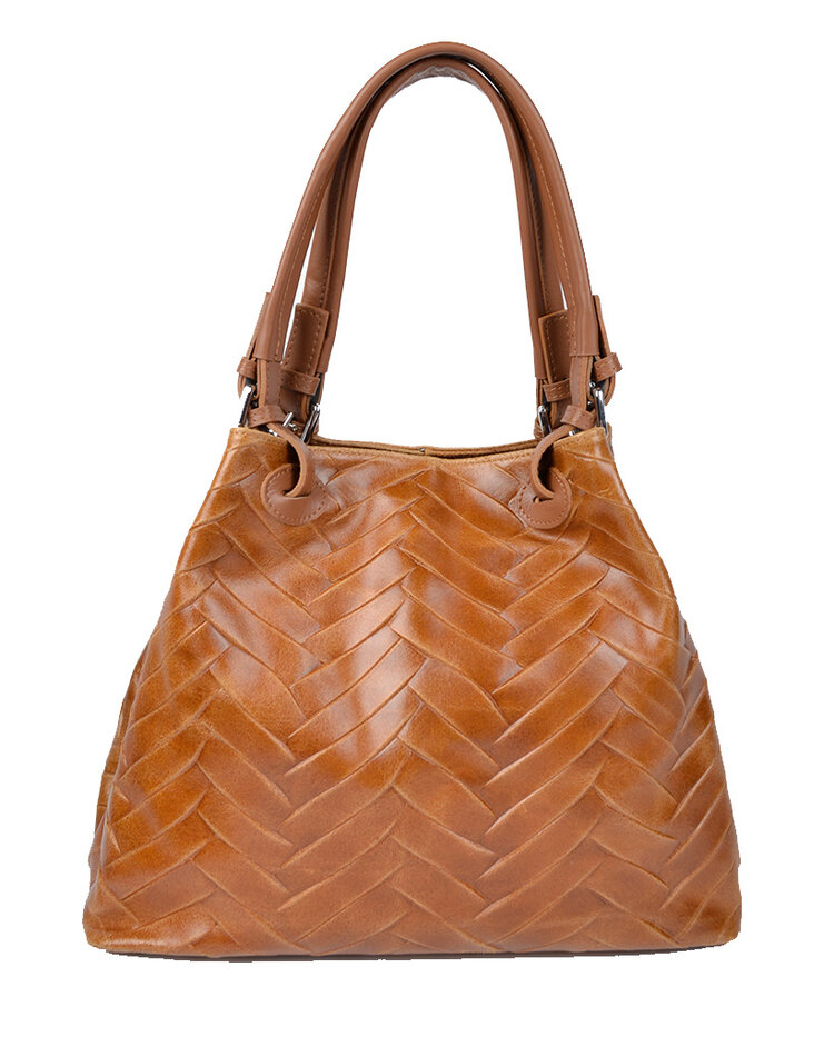 Lederen handtas | grote zigzag | 552740