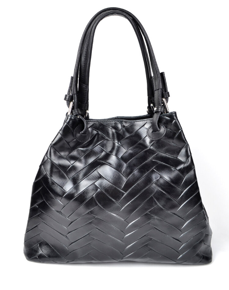 Lederen handtas | grote zigzag | 552740