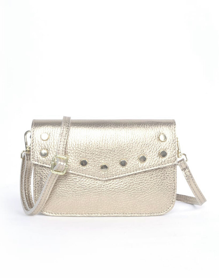 Leather shoulderbag | Beltbag metallic