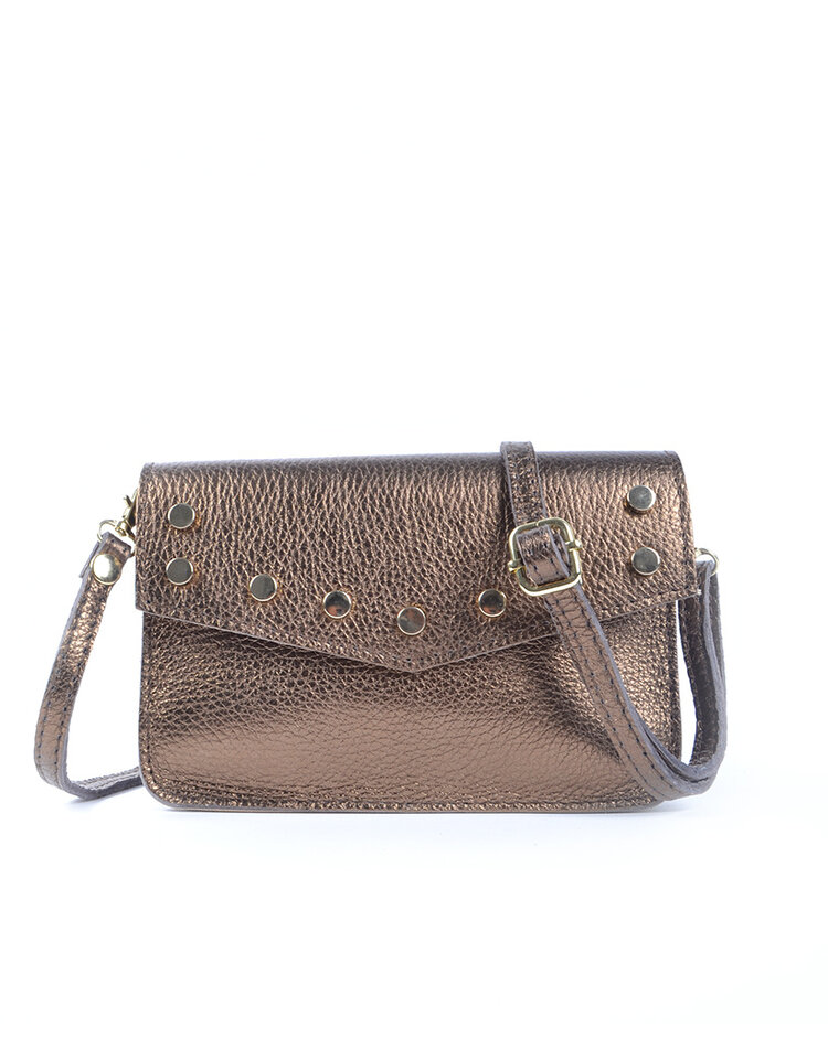 Lederen schoudertasje | Beltbag metallic
