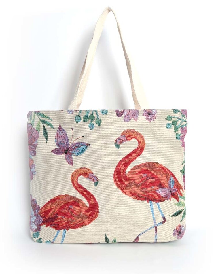 Canvas shopper  flamingo