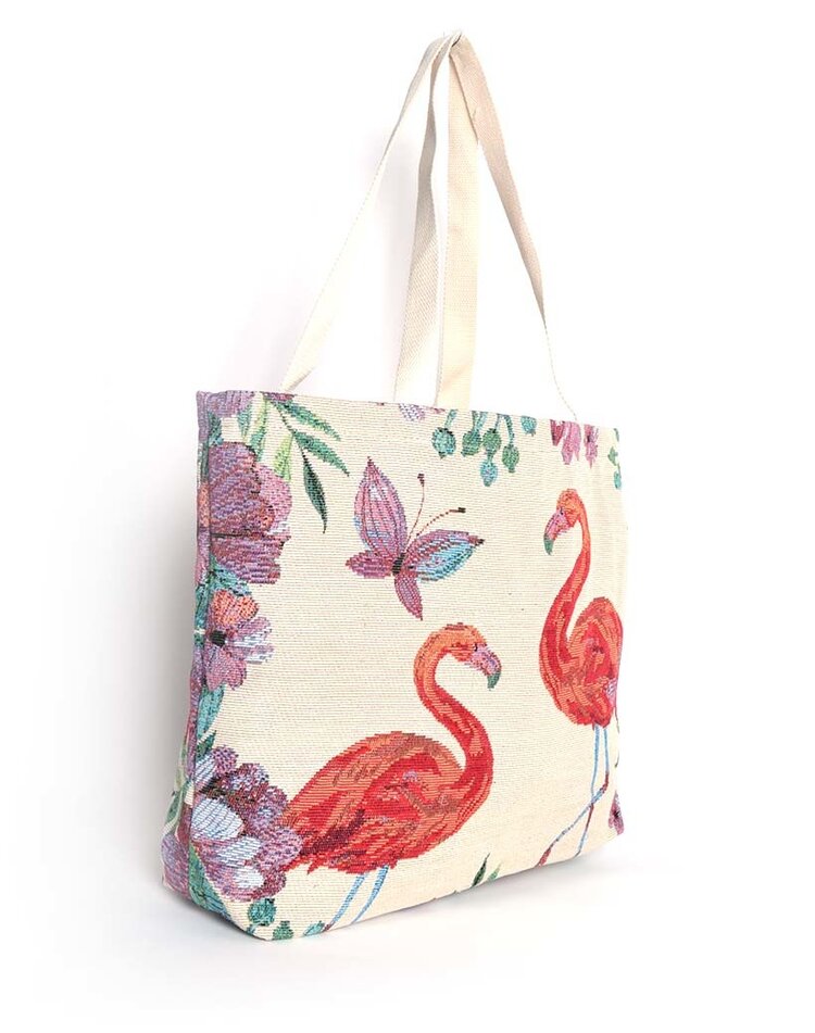 Canvas shopper  flamingo