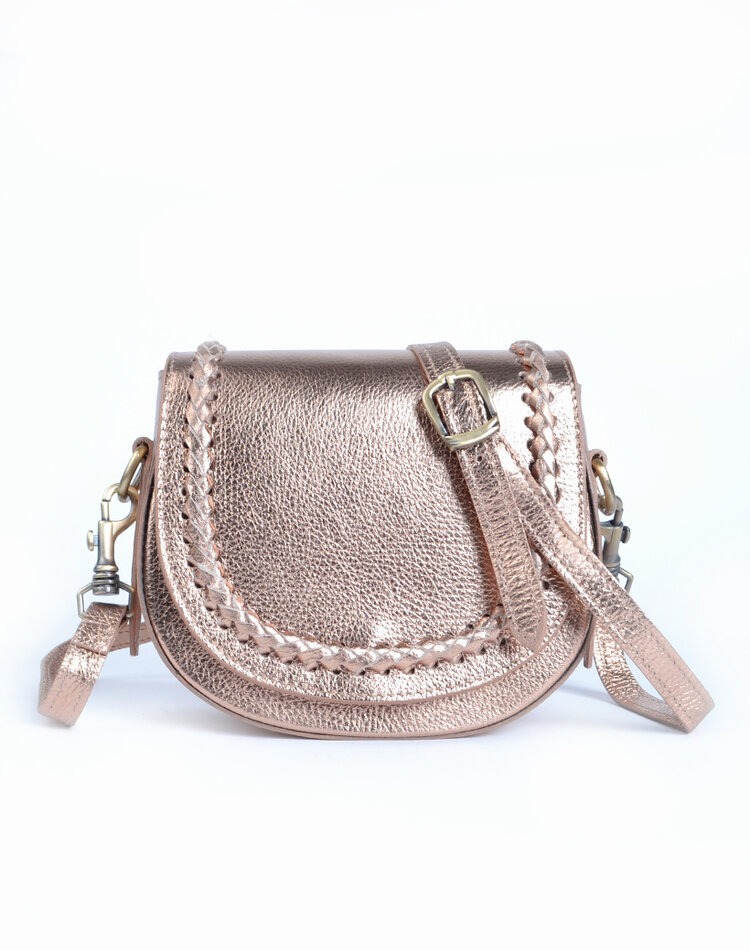 Leder-Schultertasche Metallic