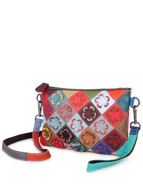 Leder-Schultertasche | Clutch | Blumen