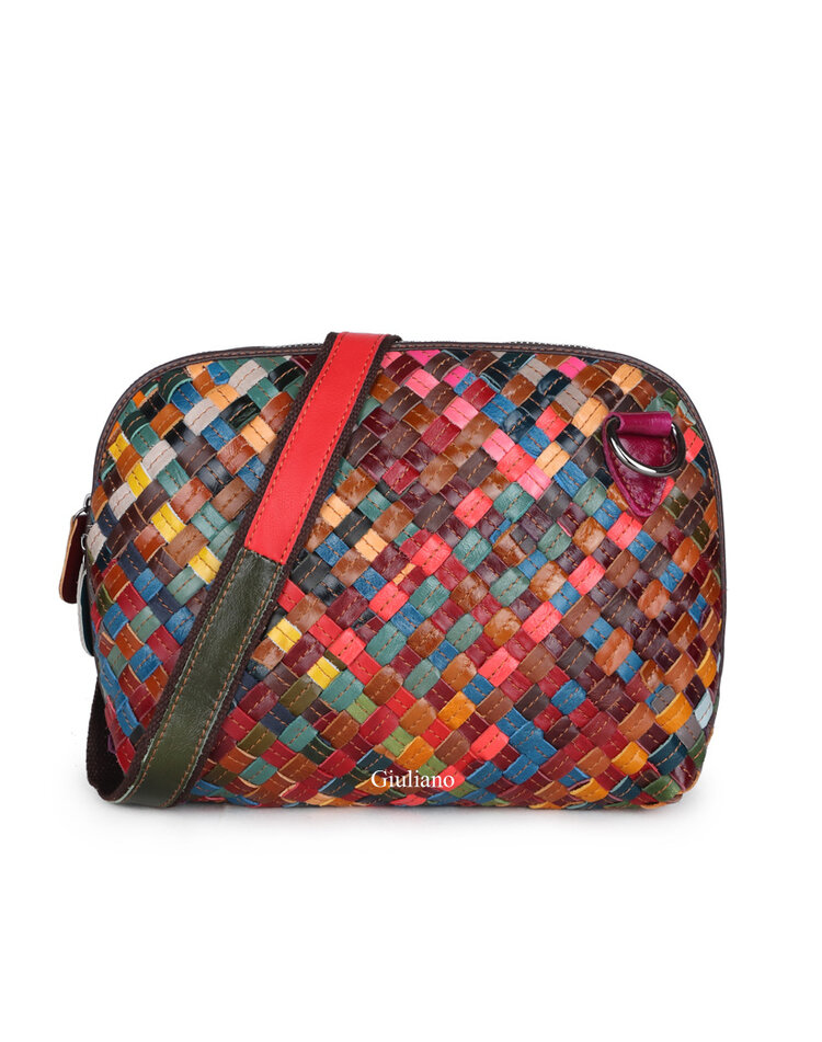 Lederen schoudertas | Gevlochten