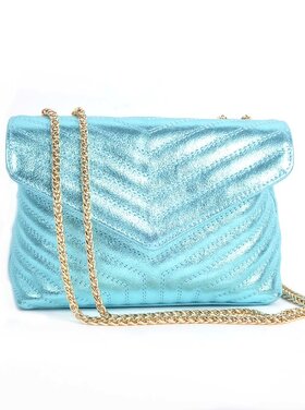 Leather shoulderbag metallic | Double  Stitching