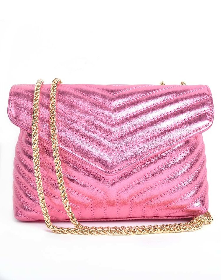 Leather shoulderbag metallic | Stitching