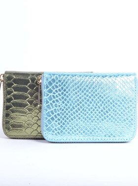 Leather wallet snake metallic