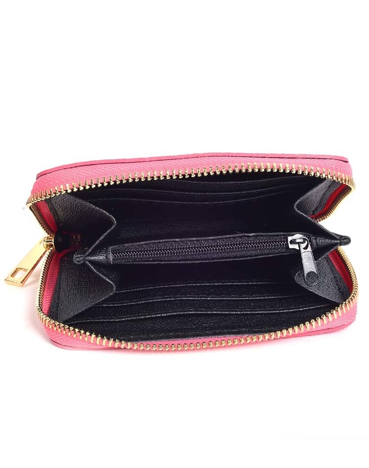 Leather wallet snake metallic