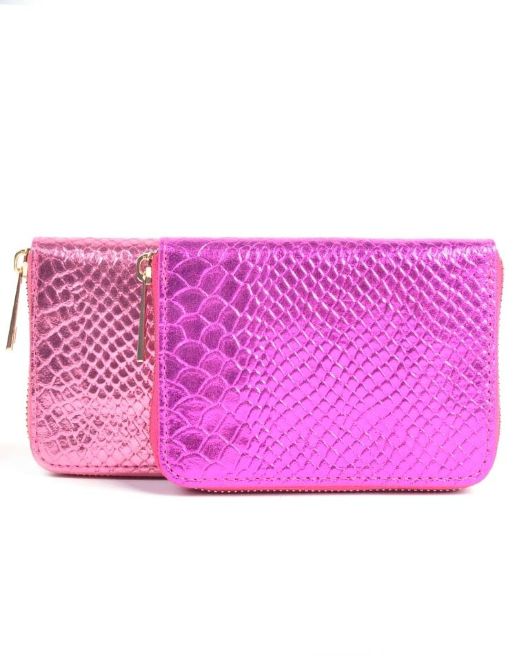 Lederen portemonnee  snake metallic