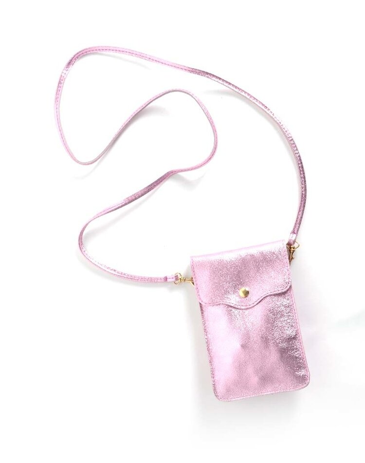 Kleine Leder-Schultertasche | Lang Metallic | 552582