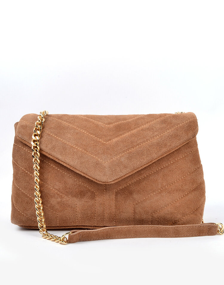 Wildleder-Schultertasche | Steppnaht