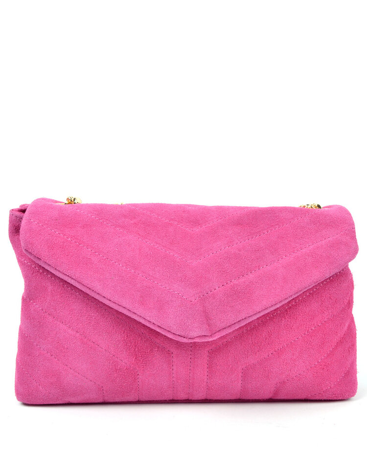 Wildleder-Schultertasche | Steppnaht