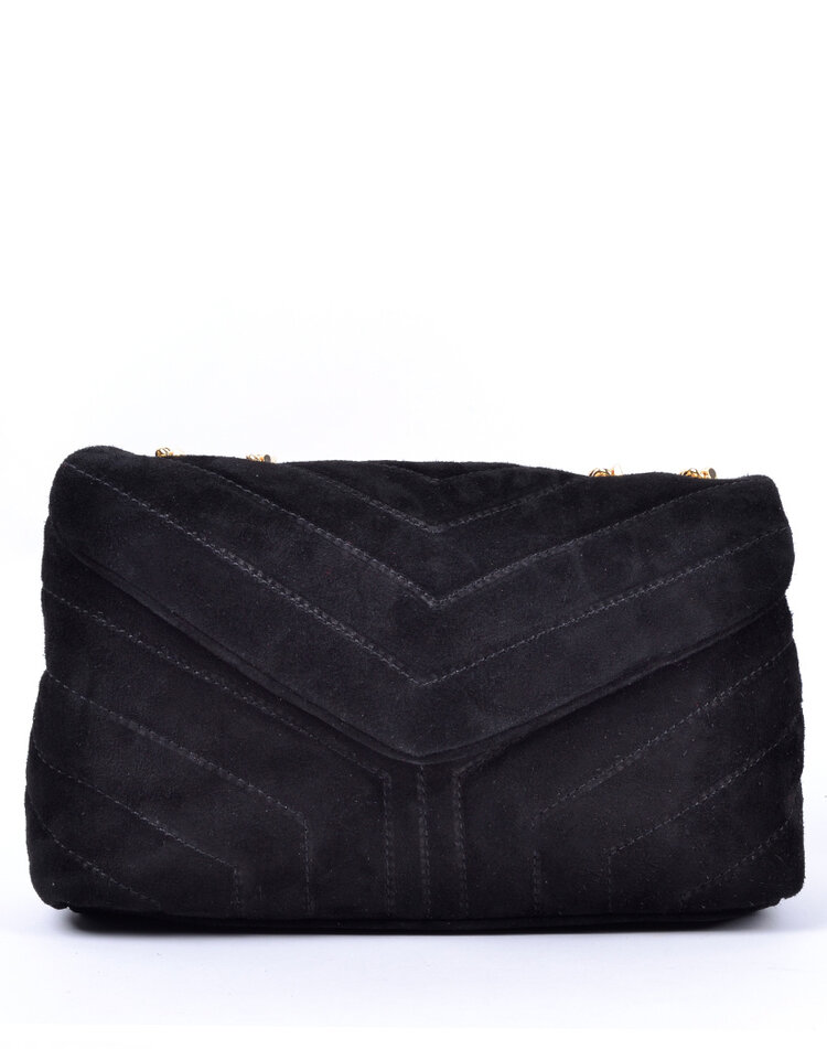 Wildleder-Schultertasche | Steppnaht